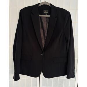 Worthington Women’s Classic Black Blazer Size 18 Lined One Button Career